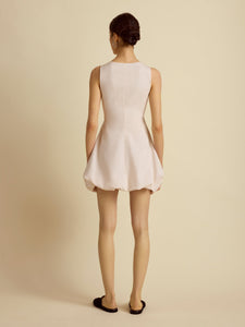 Cutout Cotton Bubble Dress in Ecru