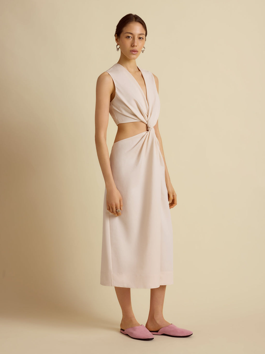 Cotton Twist Dress in Ecru