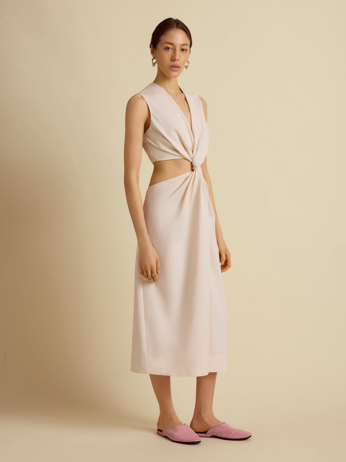 Cotton Twist Dress in Ecru