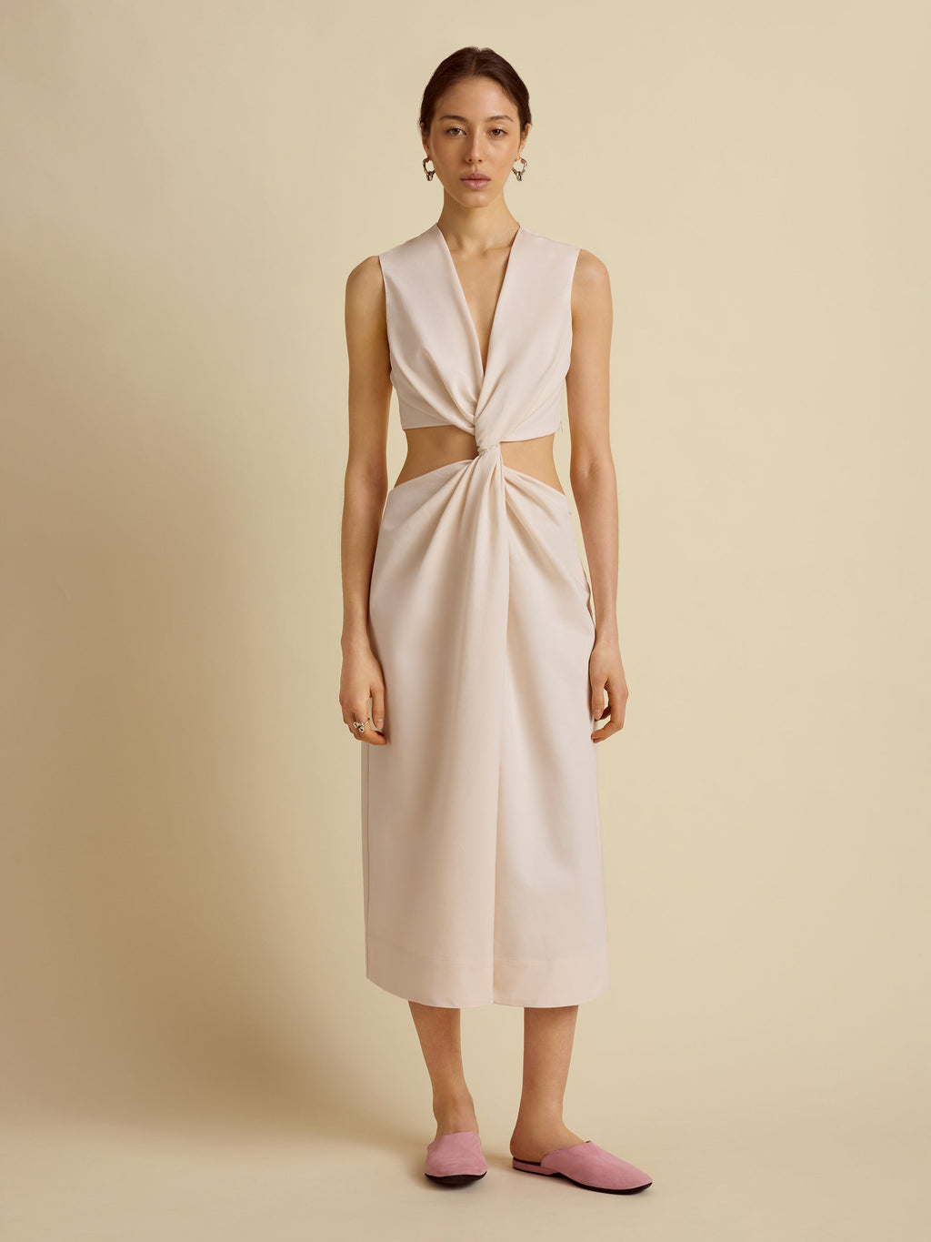 Cotton Twist Dress in Ecru