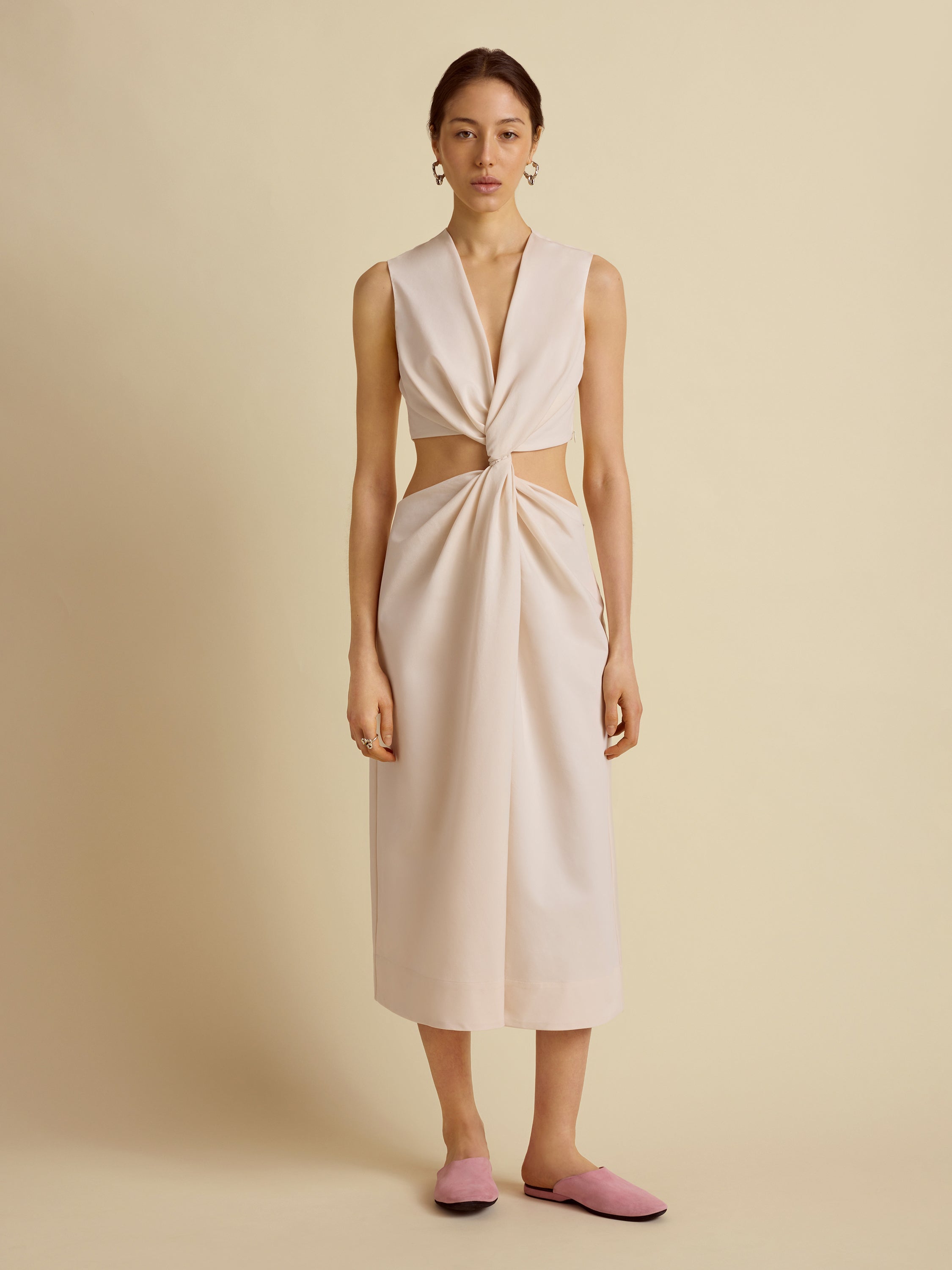 Cotton Twist Dress in Ecru