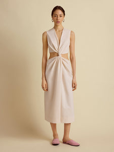 Cotton Twist Dress in Ecru