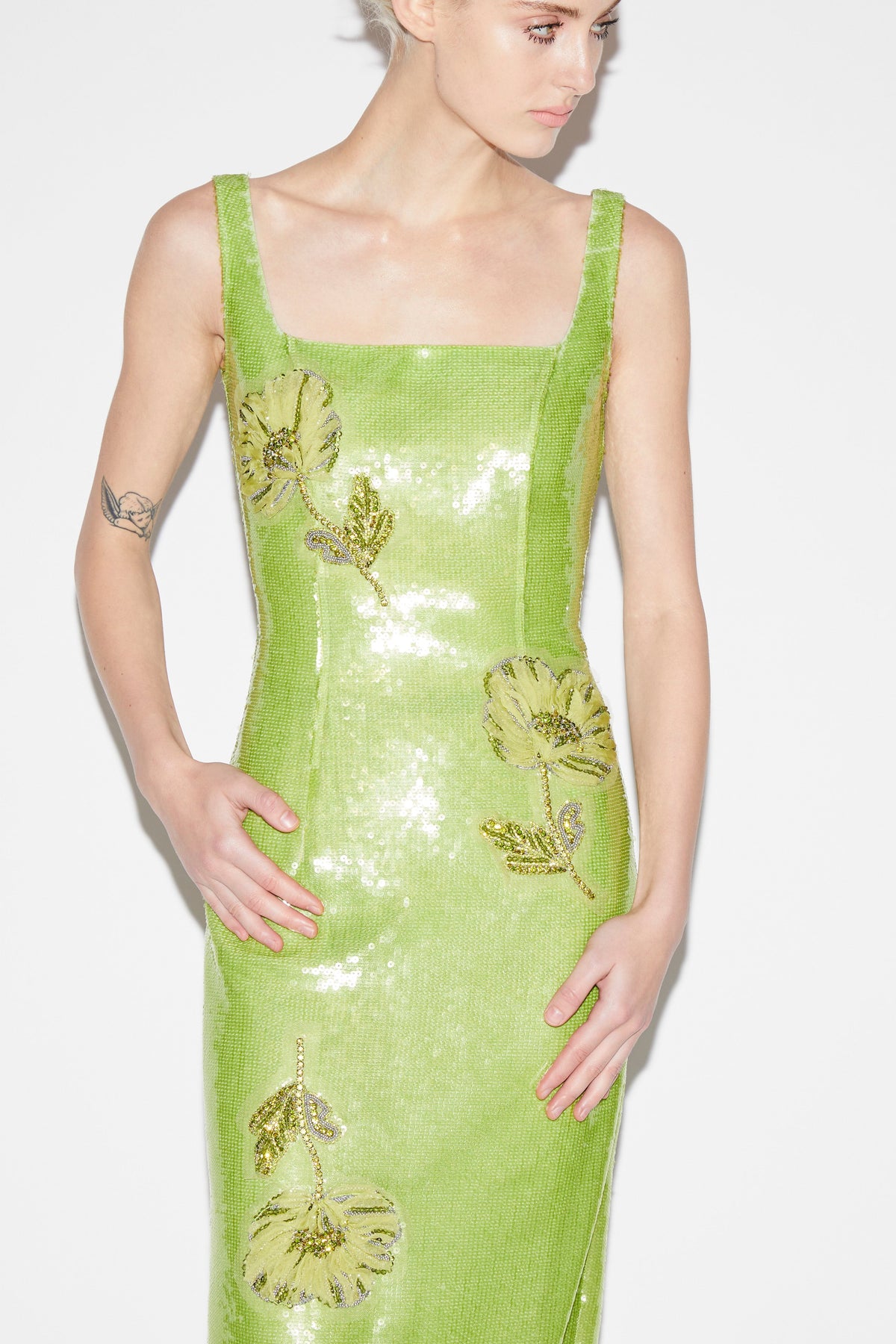 Marilyn Dress Lime Sequins