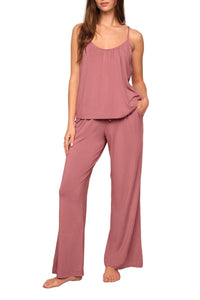 Gisele Cami/Pant PJ Set in Berry Blush & Ivory