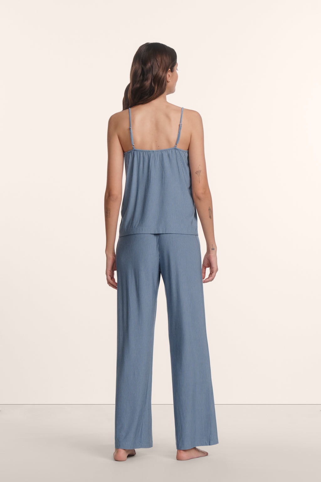 Gisele Printed Cami/Pant PJ Set in Duo Stripe Slate Blue