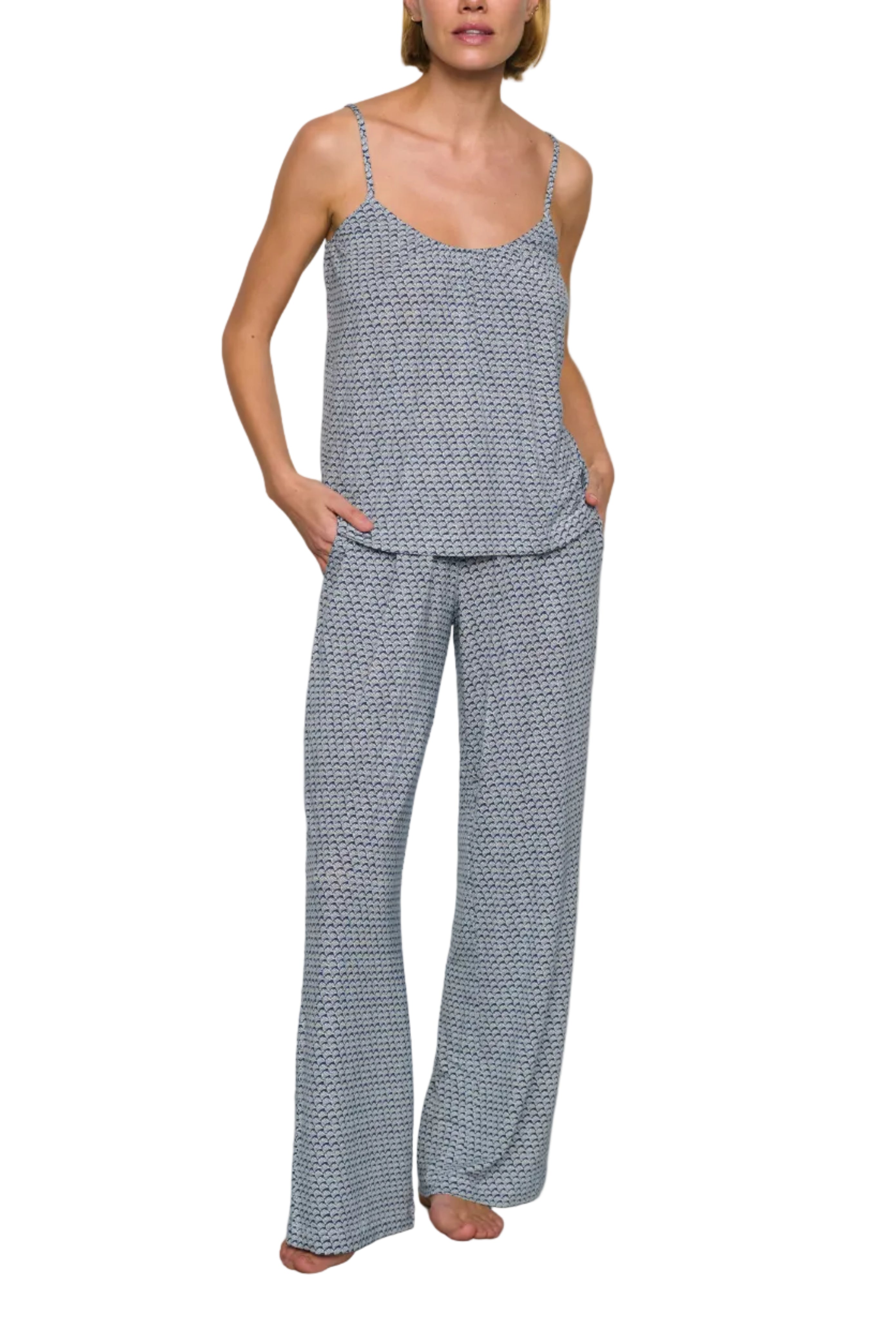 Gisele Printed Cami/Pant PJ Set in Seashell Navy