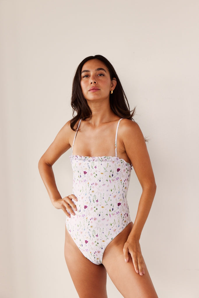 White hotsell floral swimsuit