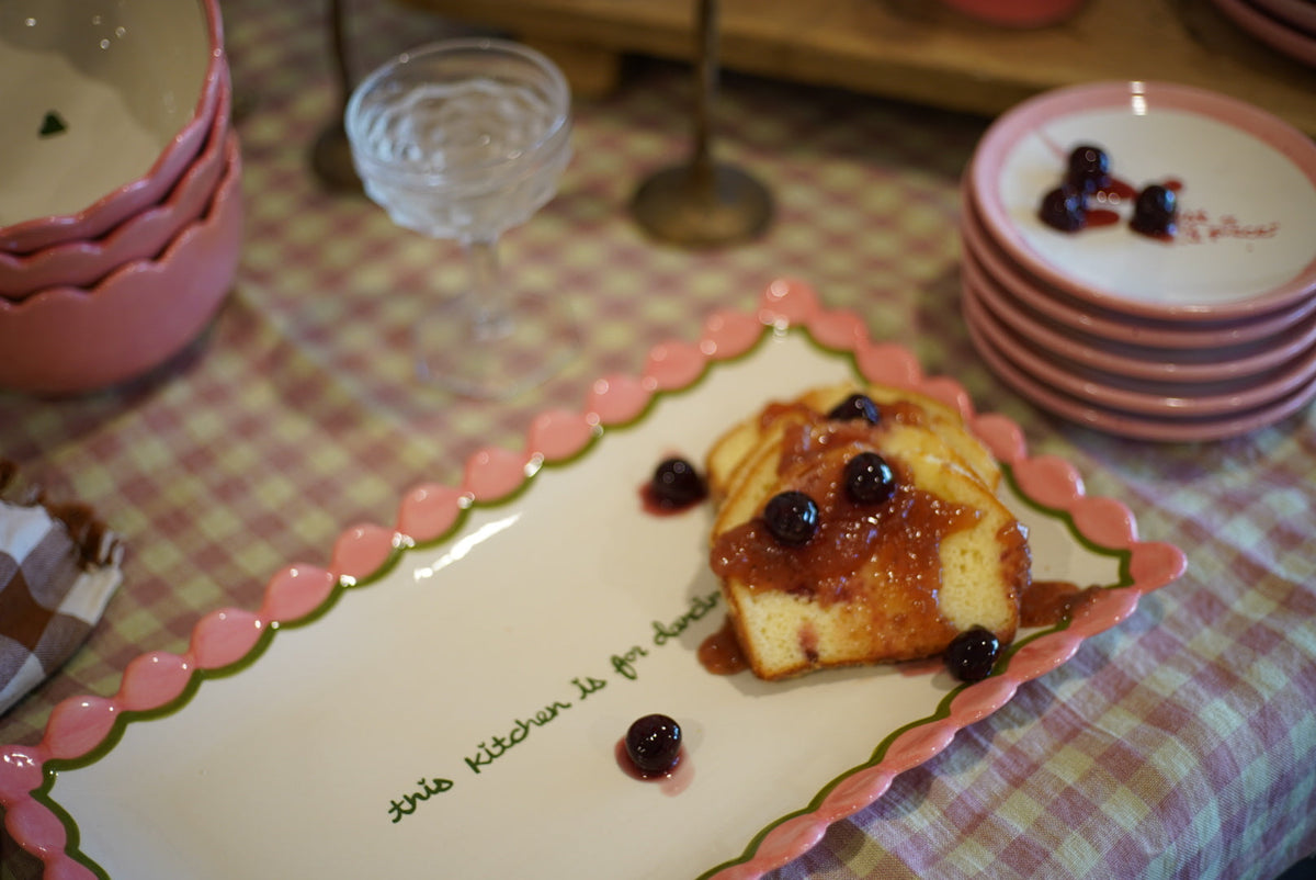 Hand-painted “This Kitchen is for Dancing” Scalloped Tray