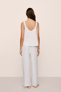Linen Blend V Neck Cami in White