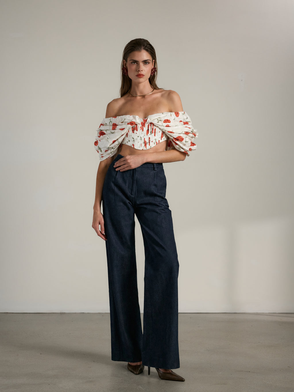 The Cadiz Top in Red Poppy Print