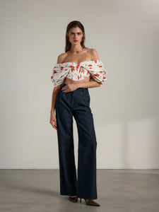 The Cadiz Top in Red Poppy Print