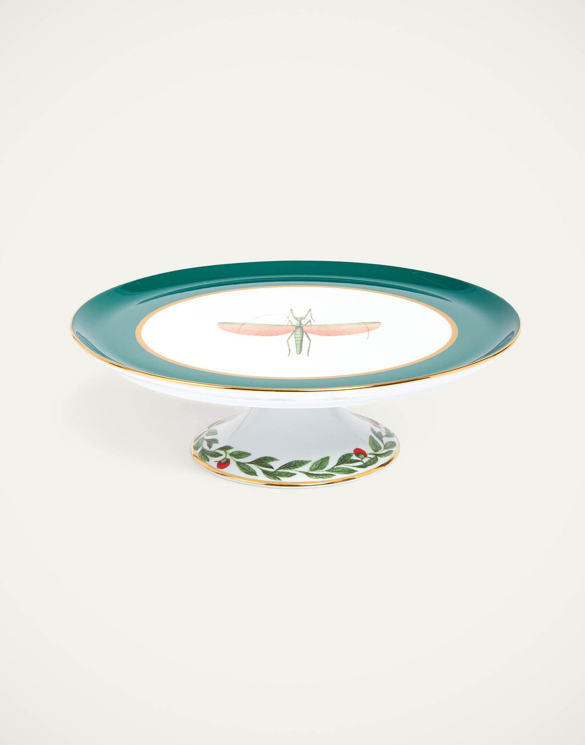 Cake Stand, Libellula Green in Porcelain