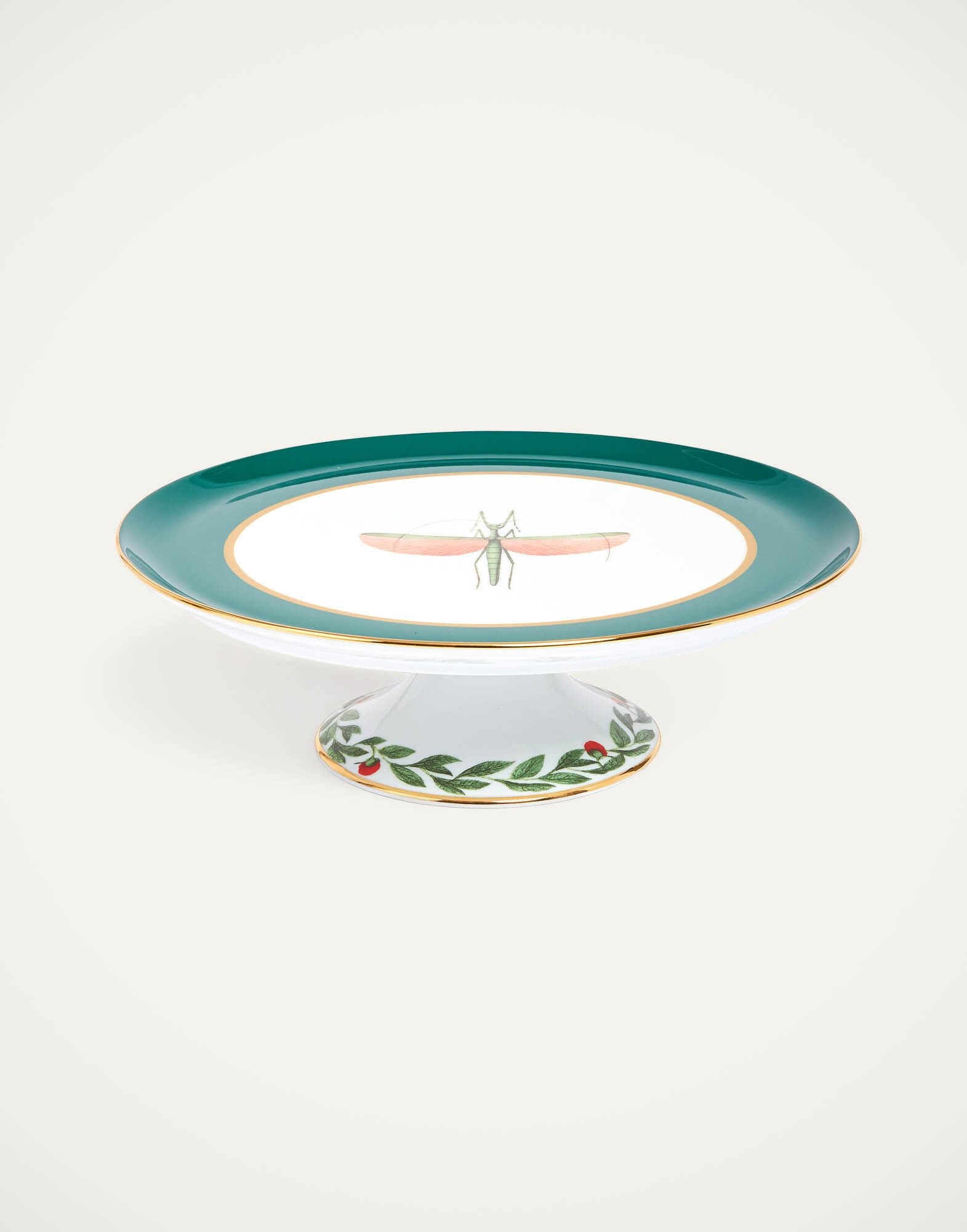 Cake Stand, Libellula Green in Porcelain