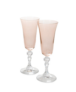 Estelle Colored Regal Flute With Clear Stem, Set of 2 in Blush Pink