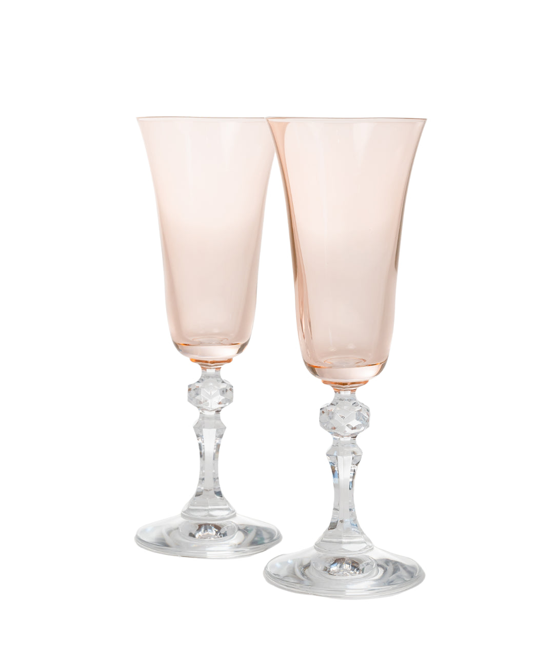 Estelle Colored Regal Flute With Clear Stem, Set of 2 in Blush Pink