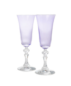 Estelle Colored Regal Flute With Clear Stem, Set of 2 in Lavender