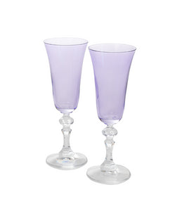 Estelle Colored Regal Flute With Clear Stem, Set of 2 in Lavender