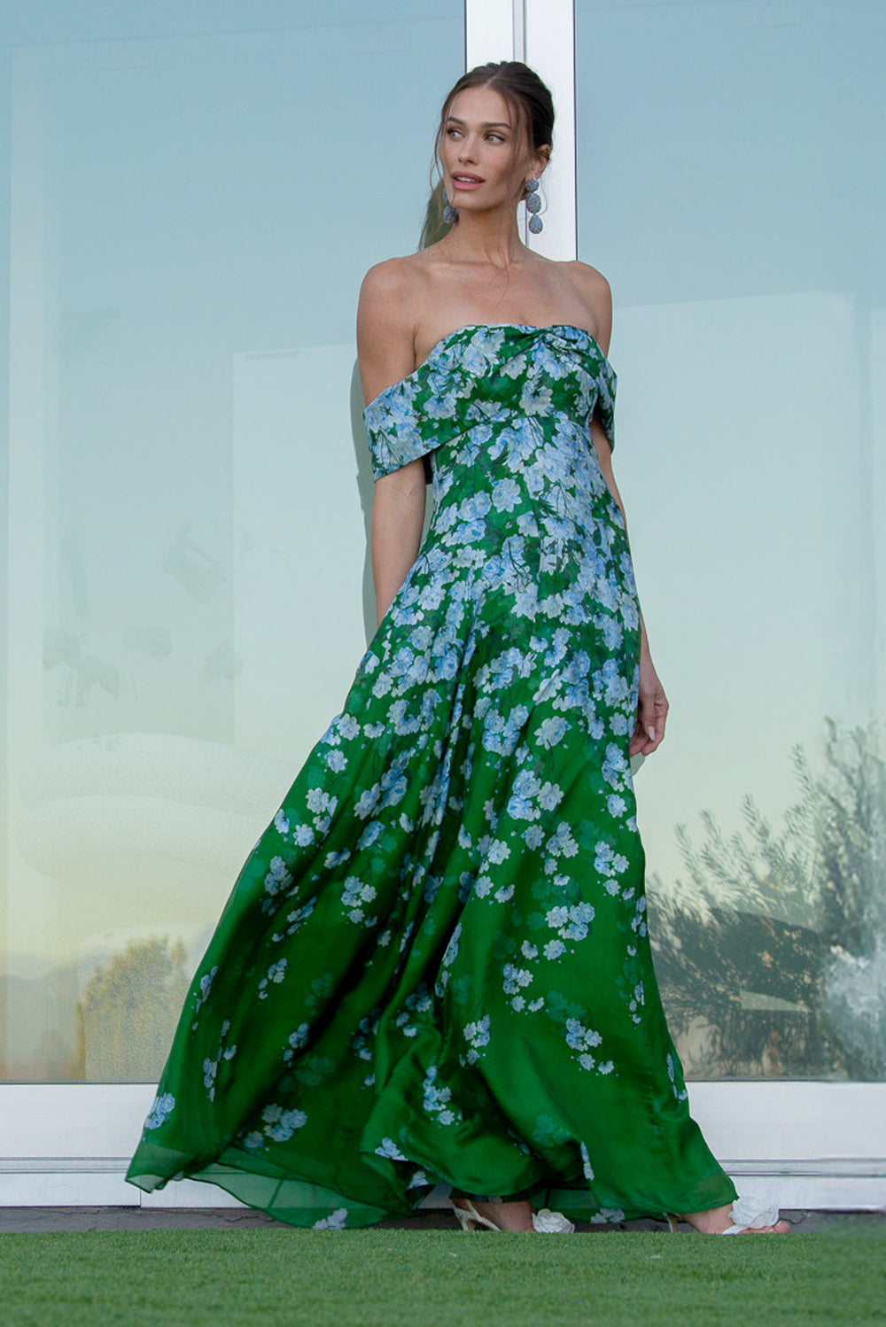 Kennedy Gown in Kelly Green Degrade Florals