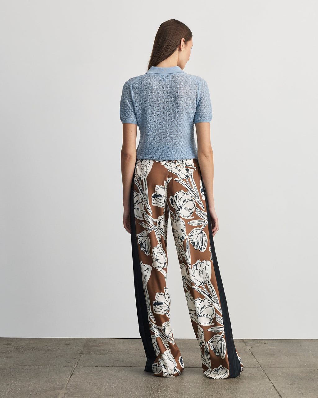 Camilla Pointelle Knit Top in Powder Blue