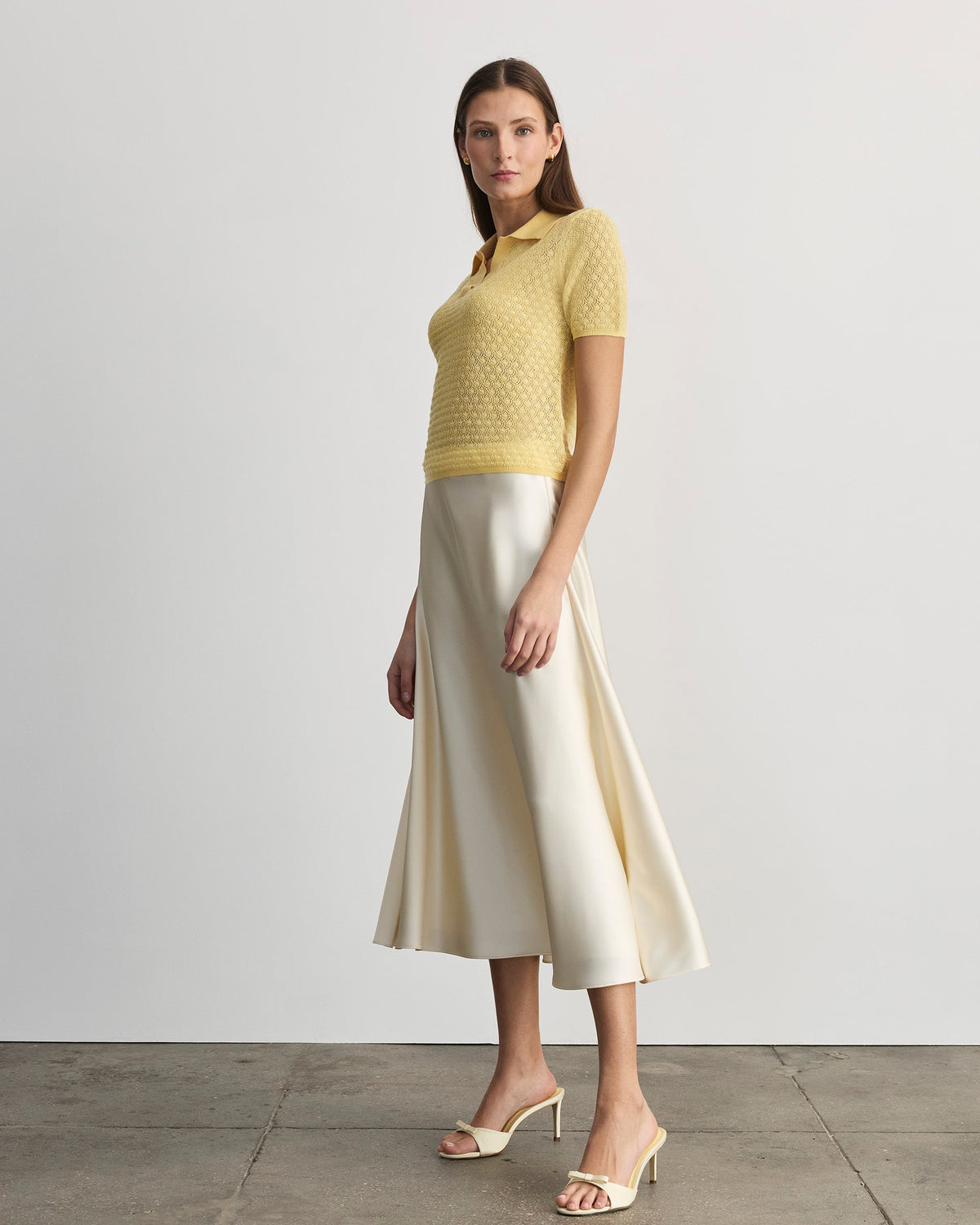 Camilla Pointelle Knit Top in Lemon Meringue