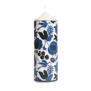 Printed Pillar Candle in Wildbird Blue