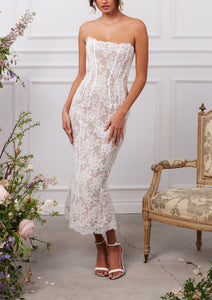 The Capulet Dress in White Chantilly Lace