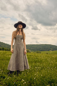 Dalia Midi Dress in Carlson Tweed Brown/Beige