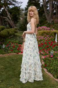 The Carmen Dress in Blue Watercolor Floral