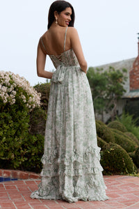 The Carmen Dress in Sage Toile