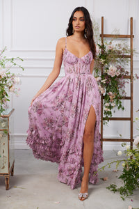 The Caterina Dress in Lilac Tapestry Rose