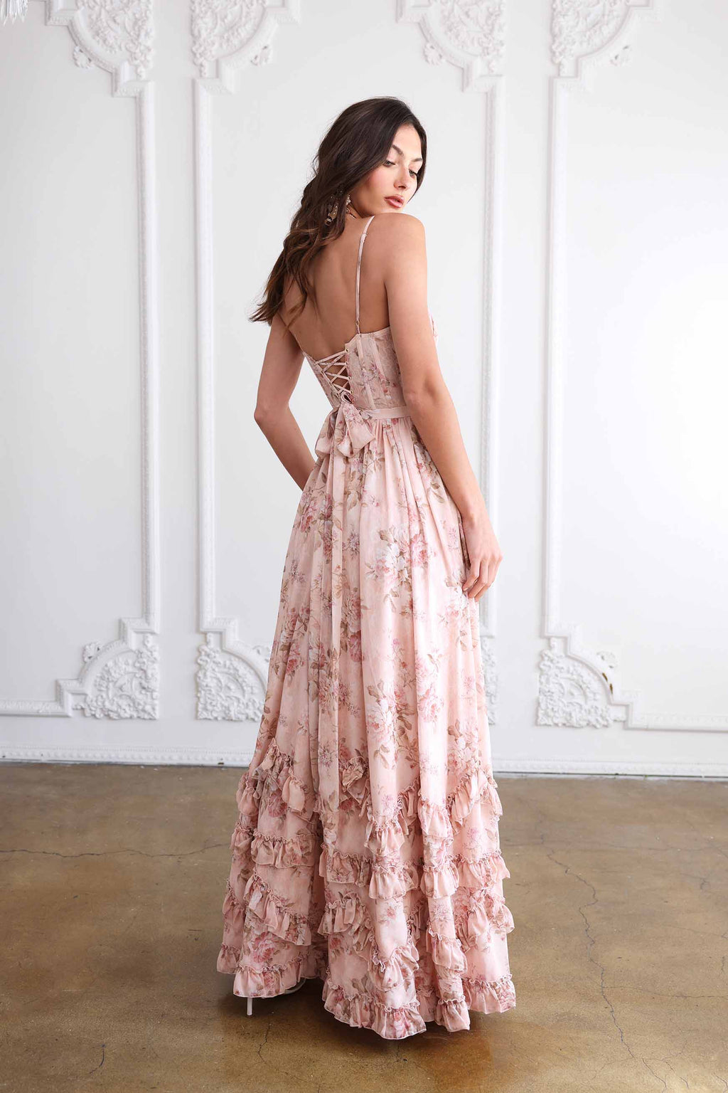 tapestry dress The Carmen Dress in Peach Tapestry US 14 / Peach Tapestry