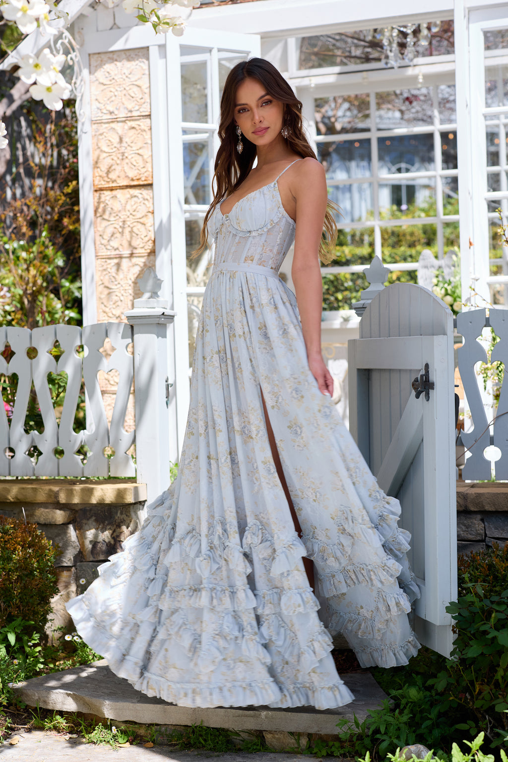 The Carmen Dress in Victorian Blue Roses 0
