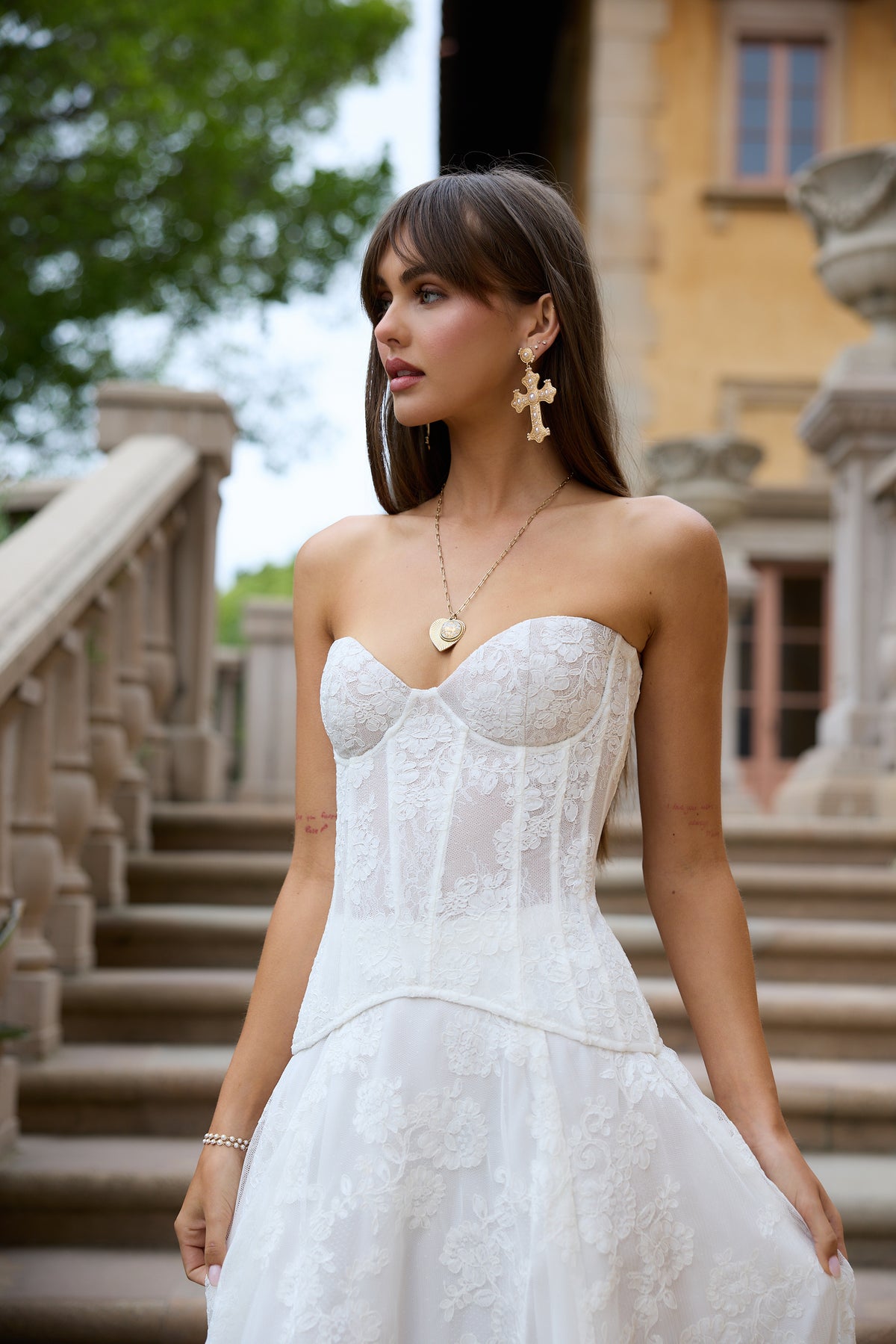 The Carolena Set in White Chantilly Lace