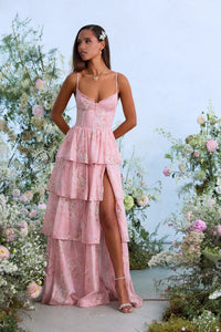 The Caterina Dress in Light Pink Tapestry Rose