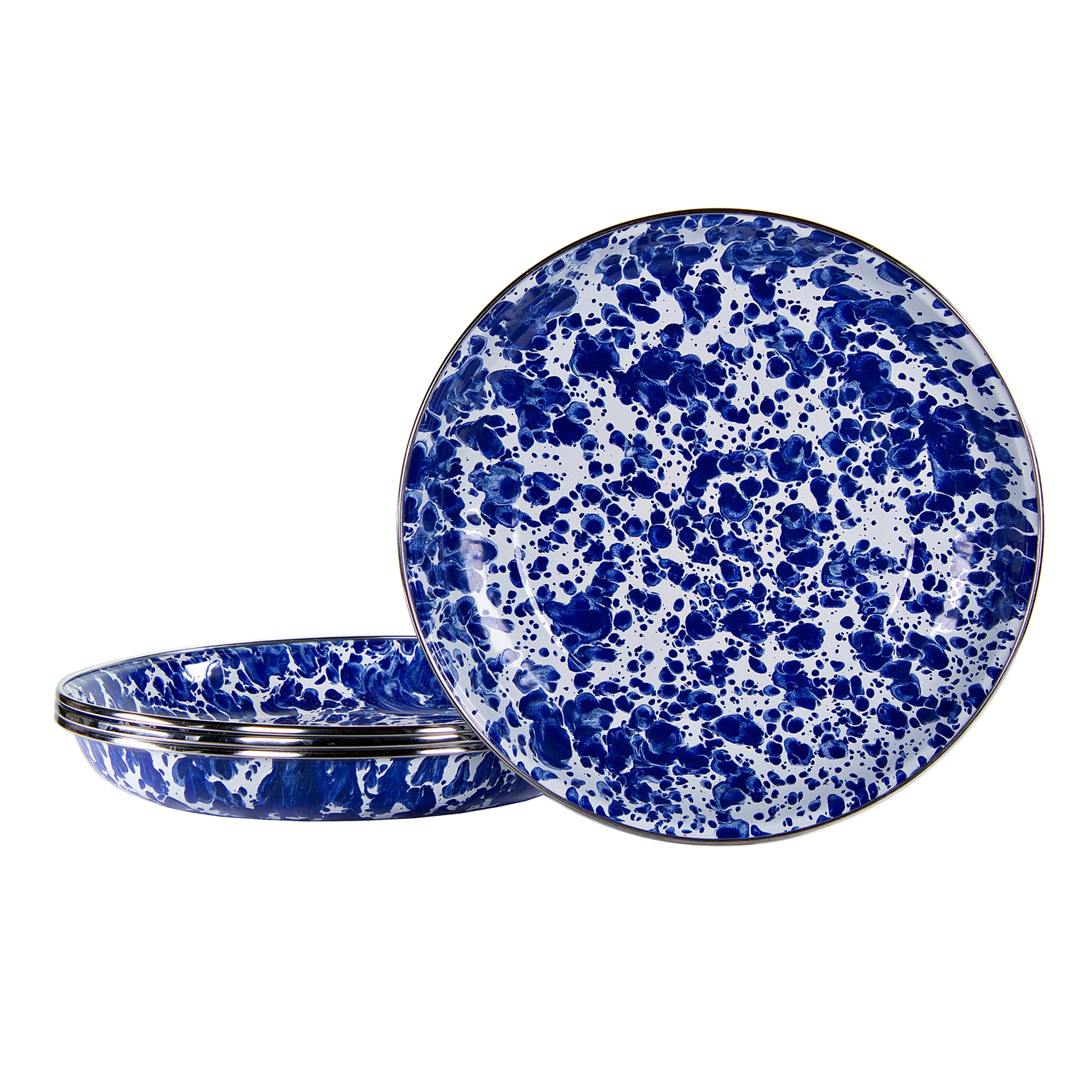 Pasta Plates in Cobalt Swirl, Set of 4