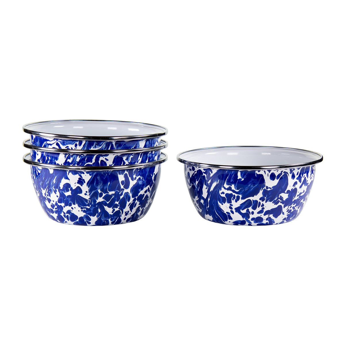 Salad Bowls in Cobalt Swirl, Set of 4