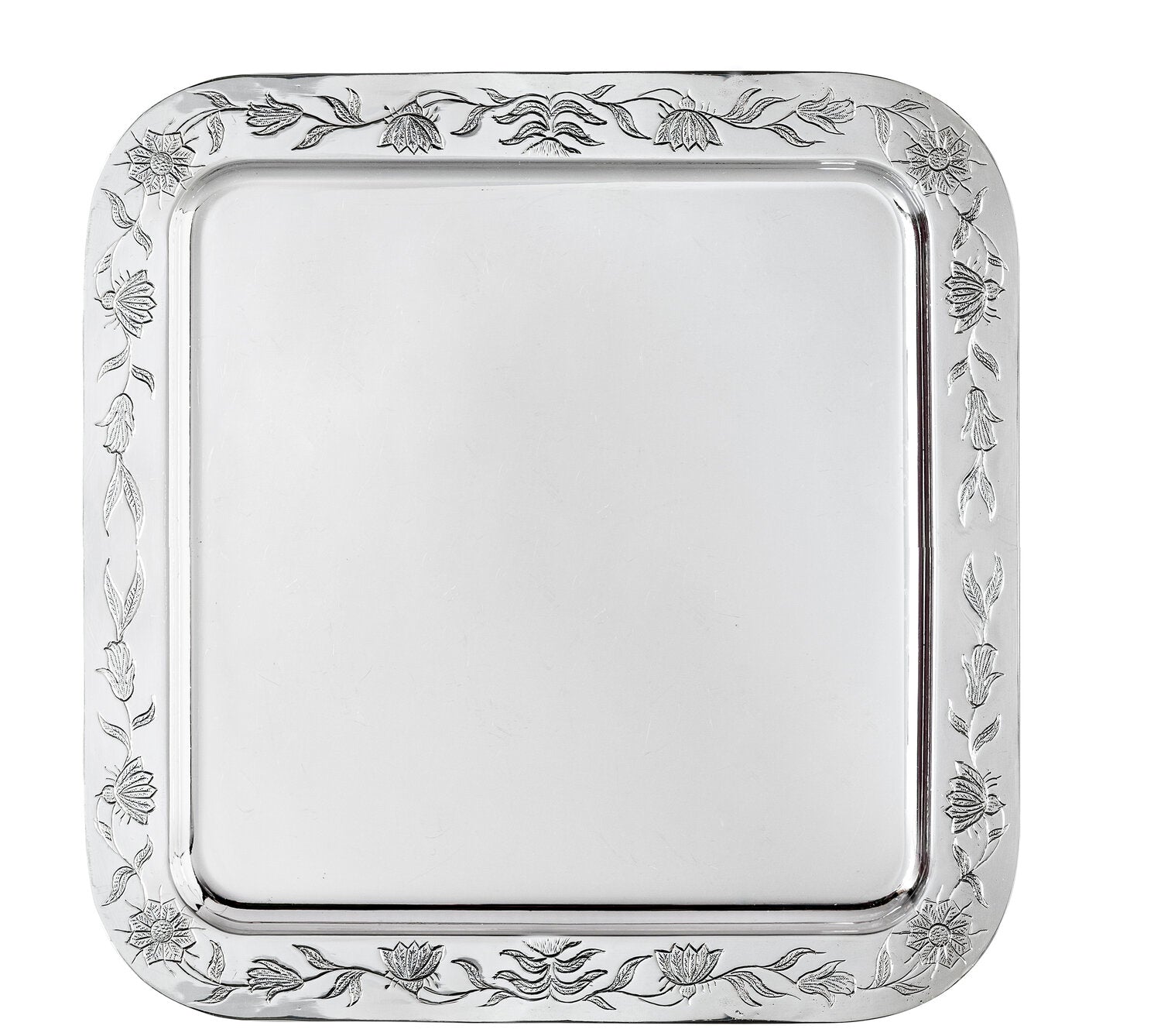 Ceylon Silver Serving Tray Round