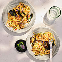 Carmel Ceramic Pasta Bowl with Ridges by Gaby Dalkin