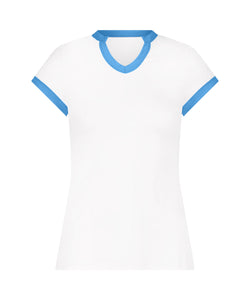 Stacy Tee in Bright White with Blue Trim