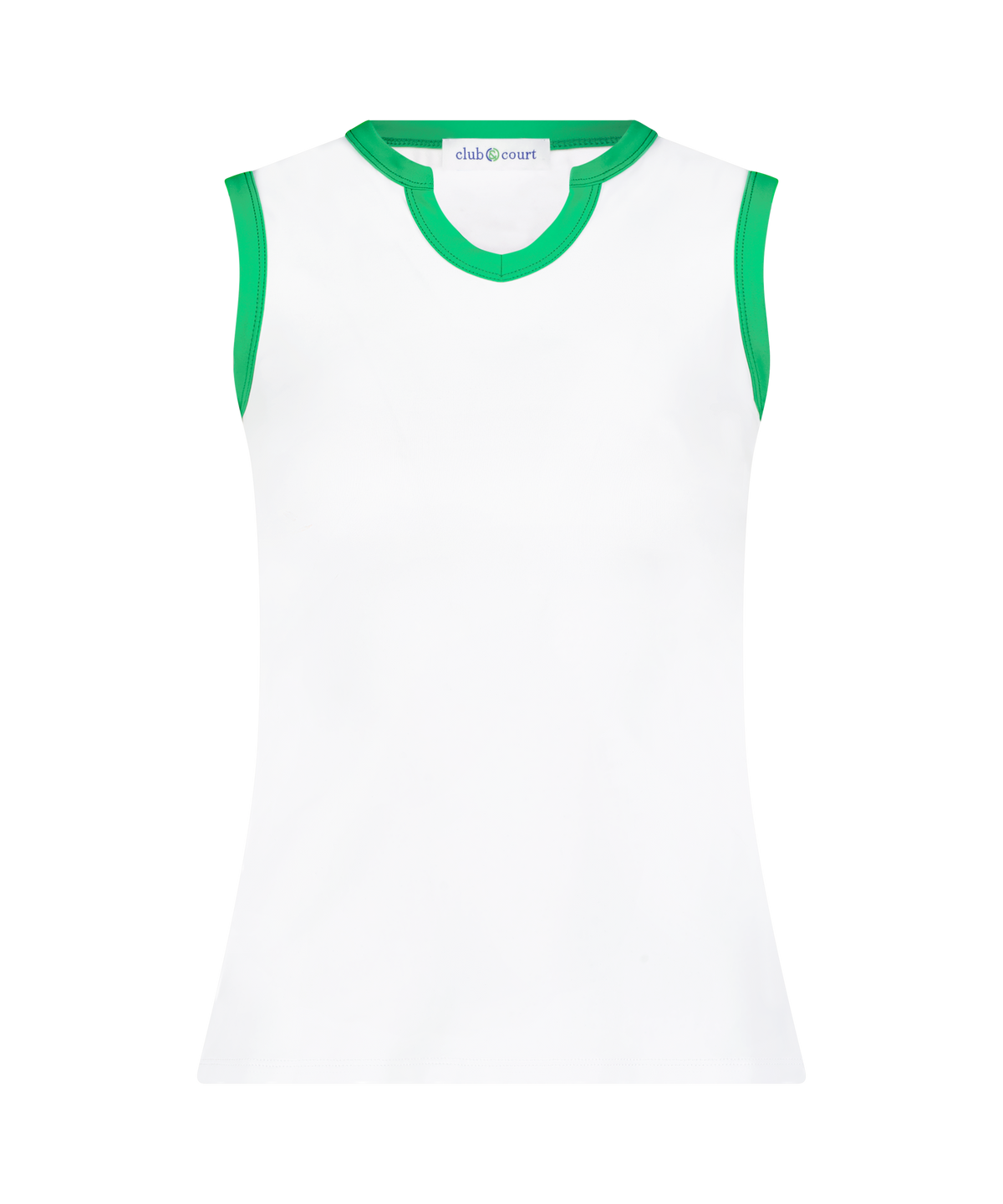 Stacy Tank in Bright White with Kelly Green Trim