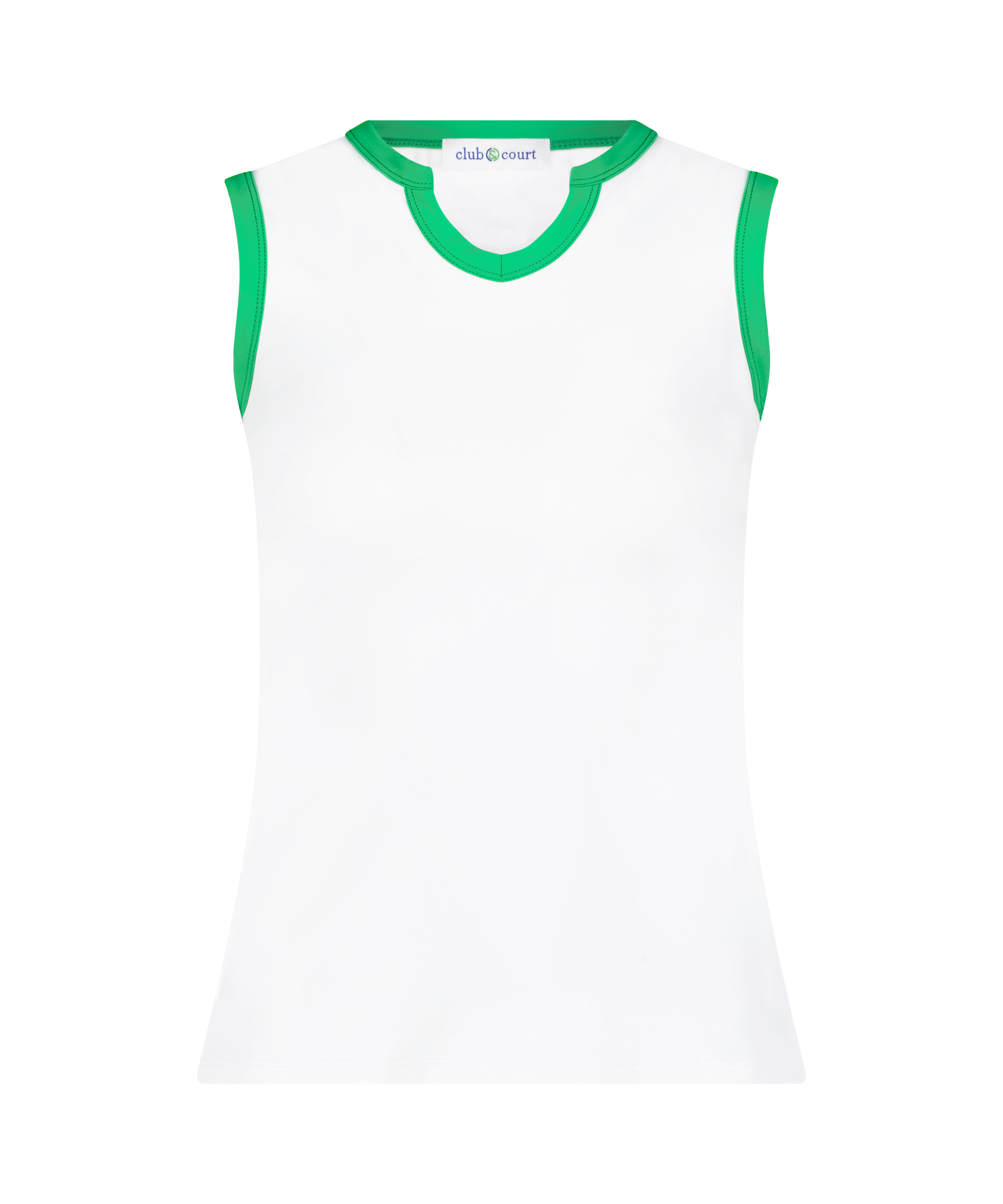 Stacy Tank in Bright White with Kelly Green Trim