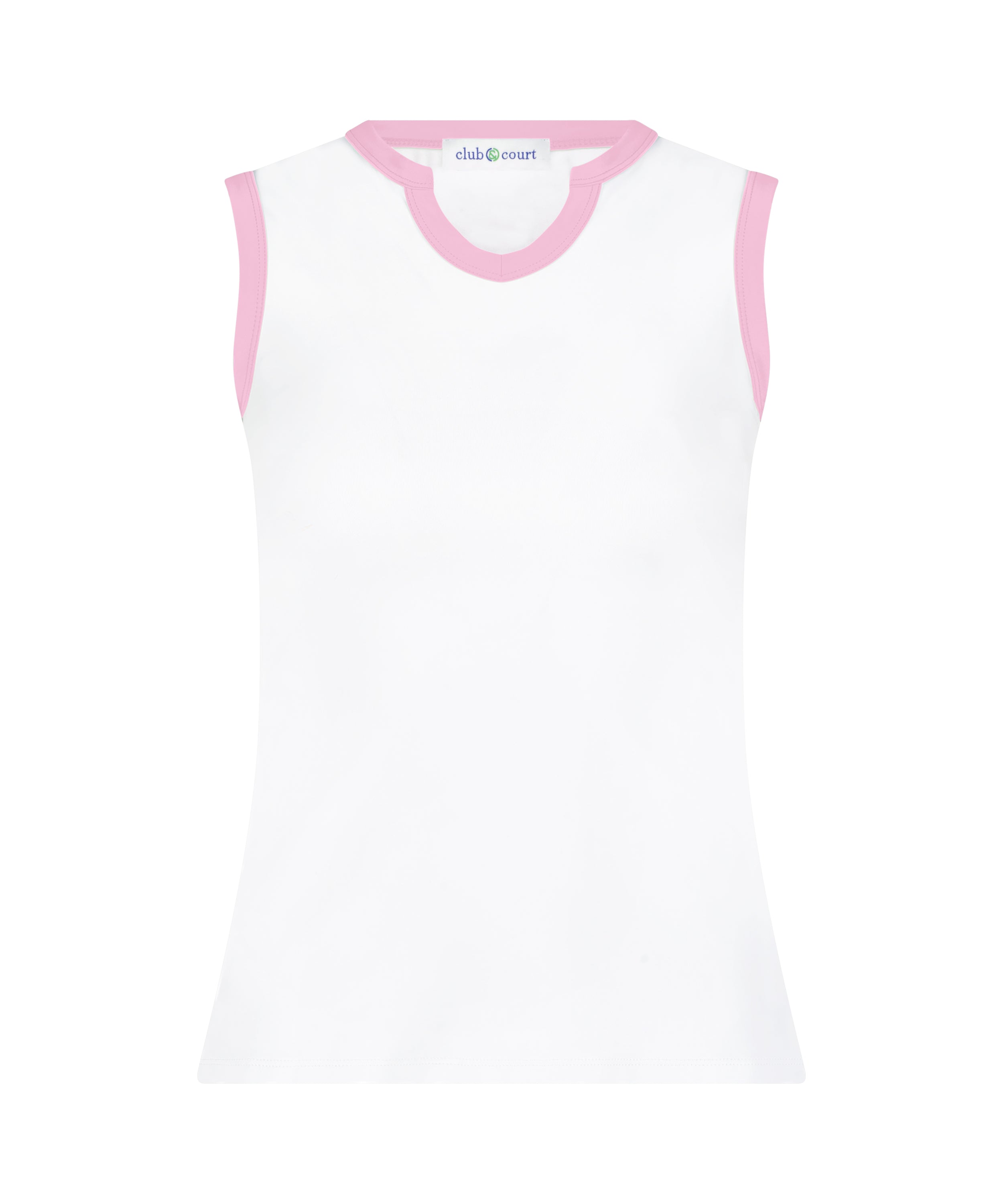 Stacy Tank in Bright White with Pink Trim