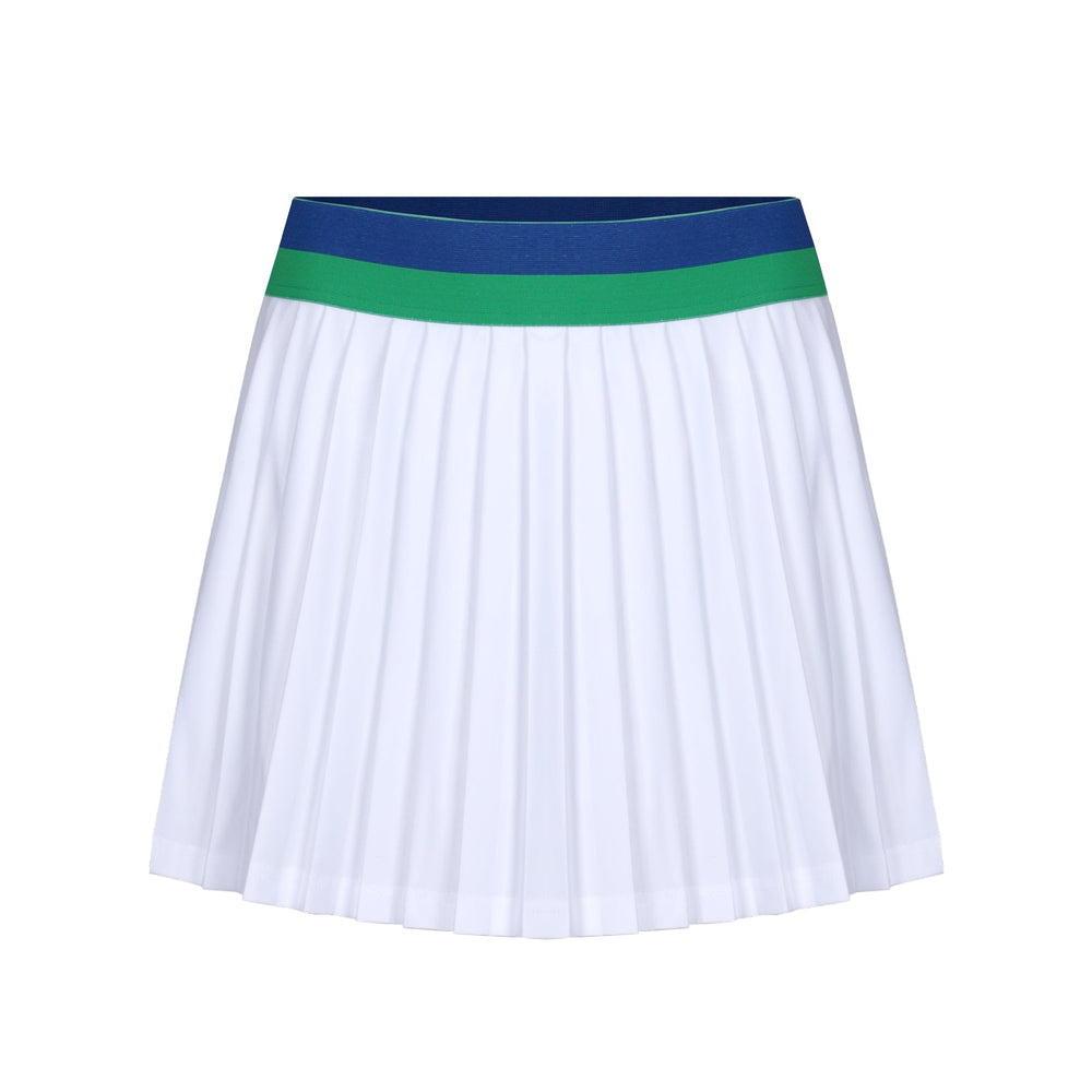 Cricket Skort in White with Blue & Green Trim