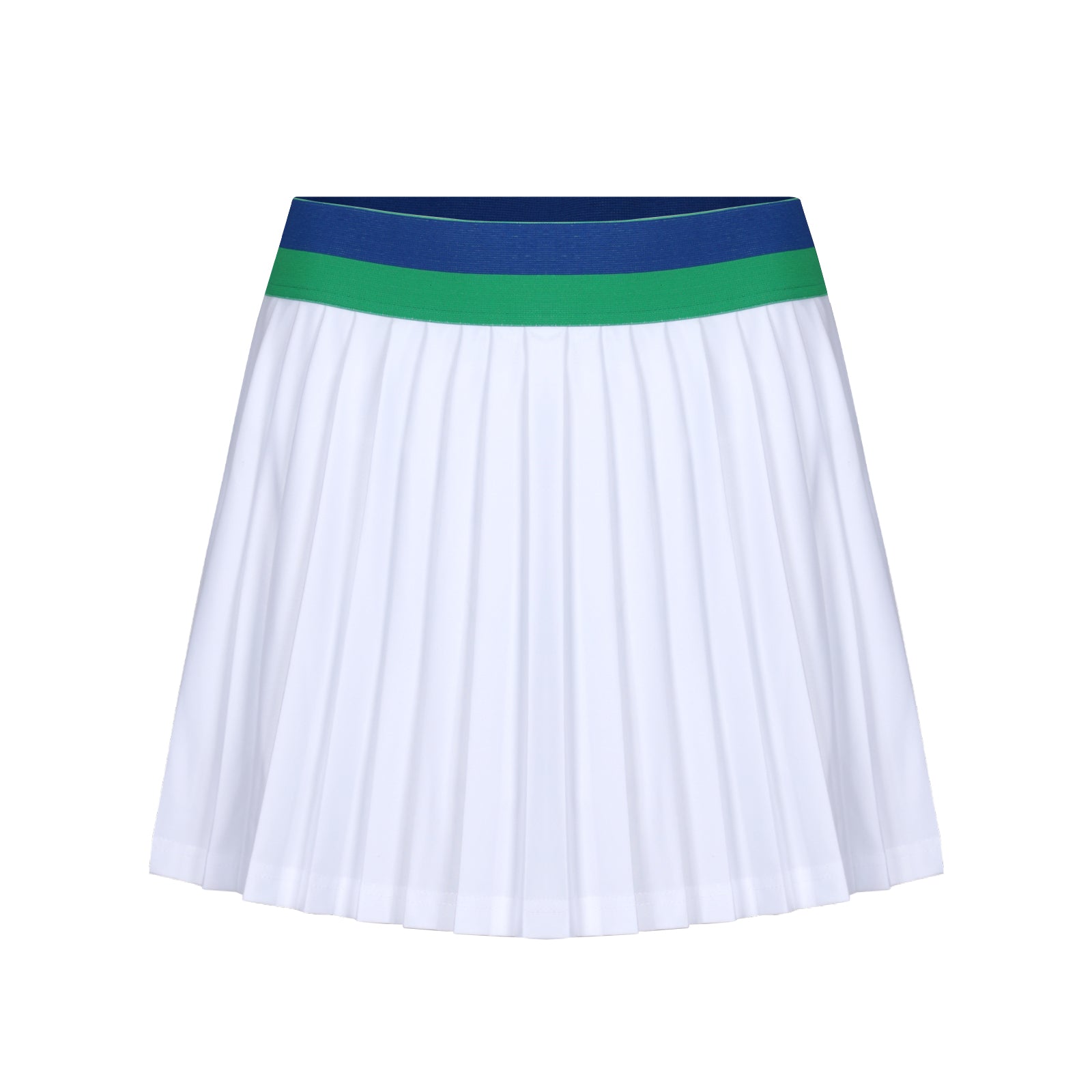 Cricket Skort in White with Blue & Green Trim