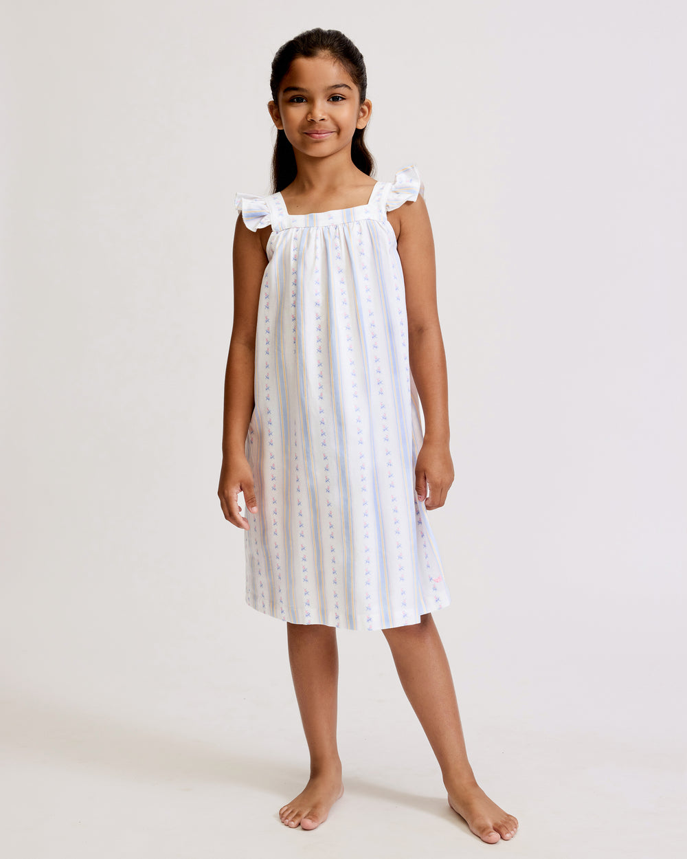 Girl's Twill Clara Nightgown in Cottage Stripe