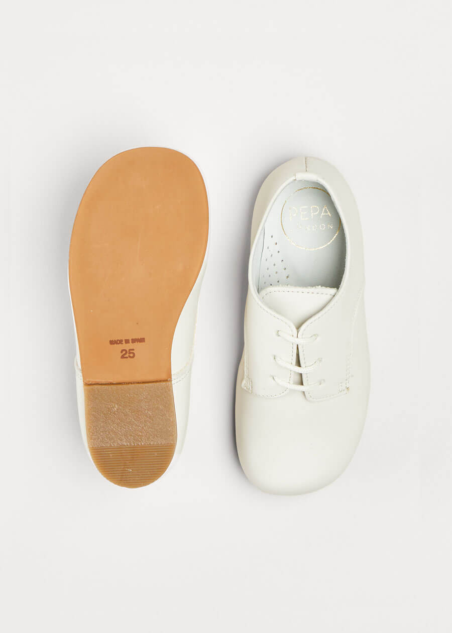 Boy's Ivory leather celebration shoes (20-34EU) Shoes  from Pepa London