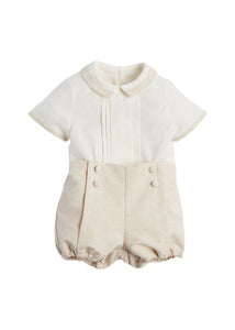 Baby Boy Celebration Beige Bloomers and Linen Shirt Set (12mths-3yrs) Sets  from Pepa London