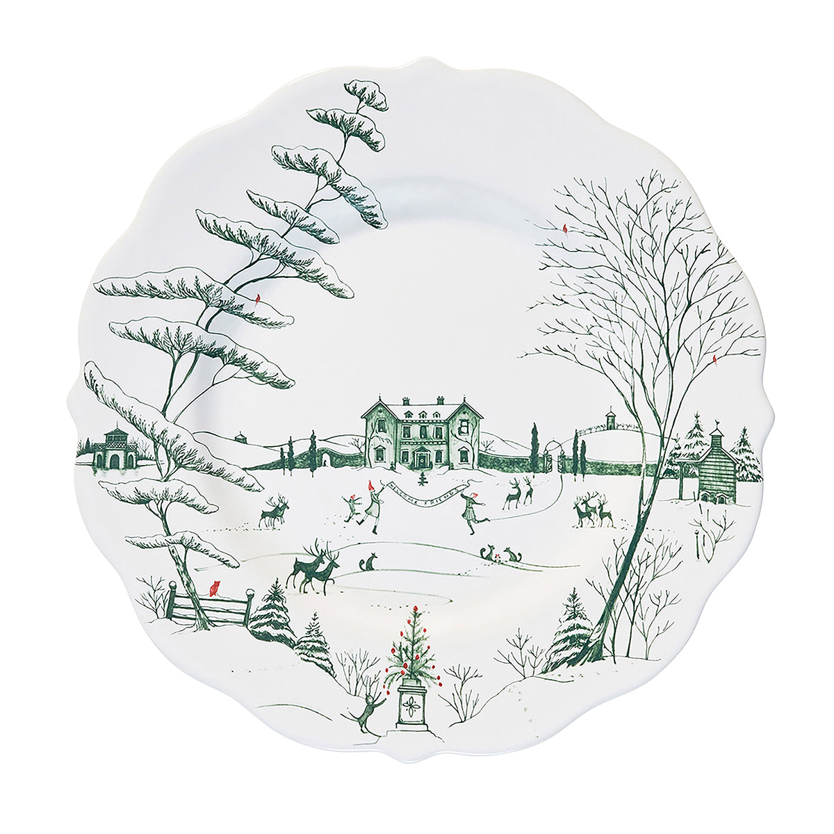 Country Estate Winter Frolic Dinner Plate in Evergreen