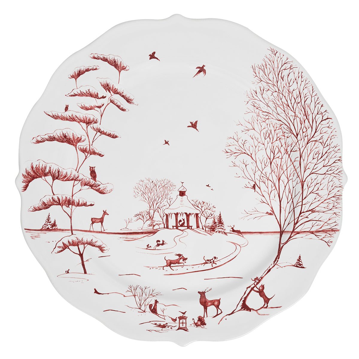 Country Estate Winter Frolic Charger/Platter in Ruby