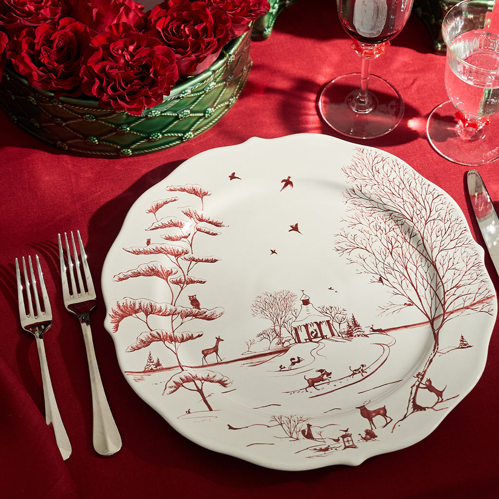 Country Estate Winter Frolic Charger/Platter in Ruby